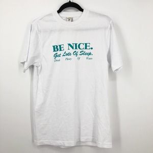 Sporty & Rich White Cotton Be Nice T-Shirt Adult Size S Ribbed Crewneck
